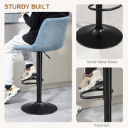 Set of 2 Retro Tub Bar Stools with Padded Seats for Kitchen or Home Bar Blue