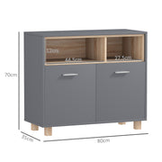 Grey Freestanding Bathroom Storage Floor Cabinet with Shelves and Double Doors by HOMCOM