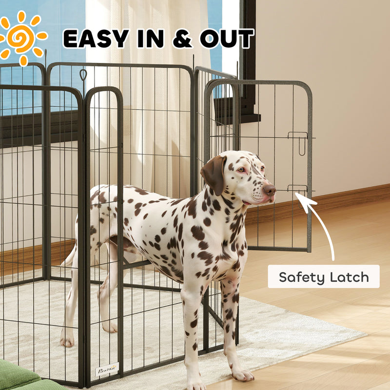 6 Panel Heavy Duty Dog Playpen with Secure Door for Indoor Outdoor Use 100cm High by PawHut