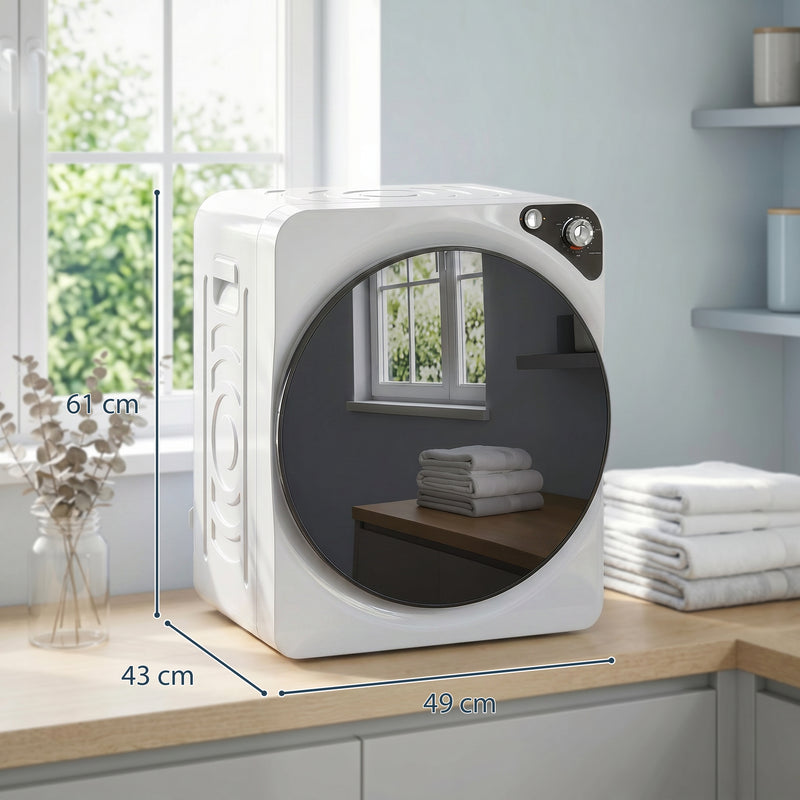 Compact Stackable Tumble Dryer for Small Spaces with Quiet Operation 5 kg White