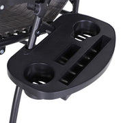 Grey Zero Gravity Garden Sun Lounger Set with Reclining Chairs Cup Holders and Canopy Shade