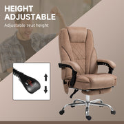 Heated Reclining Massage Office Chair with Footrest and Adjustable Height for Home Desk, Brown
