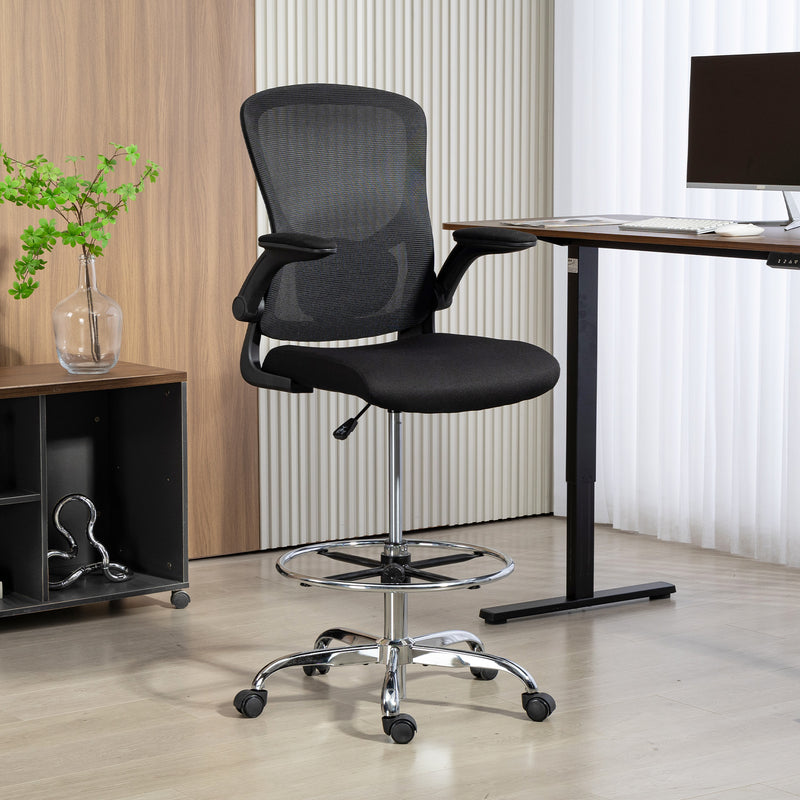 Ergonomic Draughtsman Chair With Adjustable Lumbar Support Ideal For Office Use Black