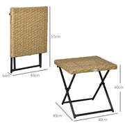 Square Rattan Folding Garden Side Table Square Wicker Coffee Table for Balcony Use
