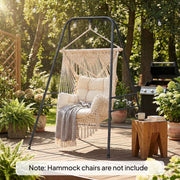 Hammock Chair Stand for Indoor or Outdoor Relaxation with Adjustable Height Black AOSOM