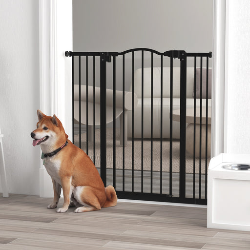 Pressure Fit Dog Stair Gate Auto Close Adjustable Safety Barrier for Doorways Black