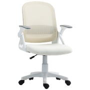 Ergonomic Mesh Office Chair With Lumbar Support And Flip Up Arms For Home Or Office White