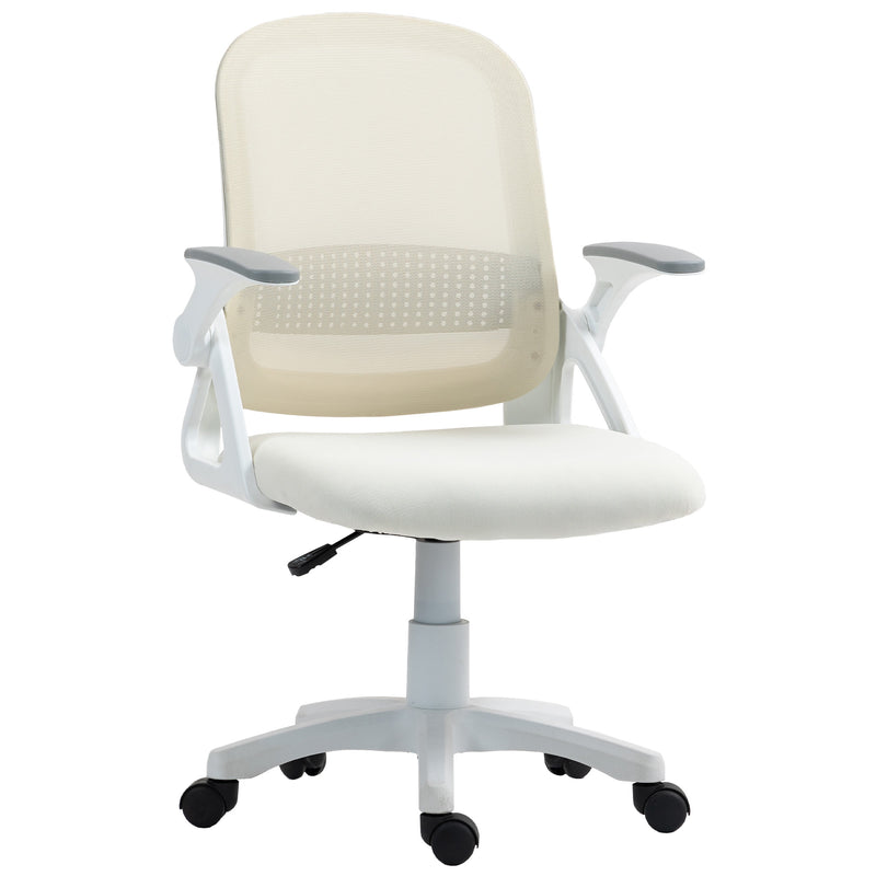 Ergonomic Mesh Office Chair With Lumbar Support And Flip Up Arms For Home Or Office White