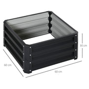 Set of Two Grey Steel Garden Planter Boxes 60 x 60cm for Outdoor Flowers and Herbs
