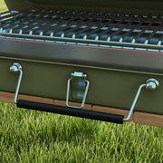Green Portable Metal BBQ Grill With Carry Handle For Camping And Outdoor Cooking
