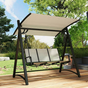 Garden Swing Chair 3 Seater with Adjustable Canopy for Shaded Outdoor Relaxing, Cream White Outsunny