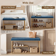 Shoe Storage Bench with Padded Seat for Hallway or Bedroom Organisation Dark Blue AOSOM