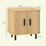 Bedside Table with Sliding Roller Shutter Doors and Metal Legs Oak Tone by HOMCOM