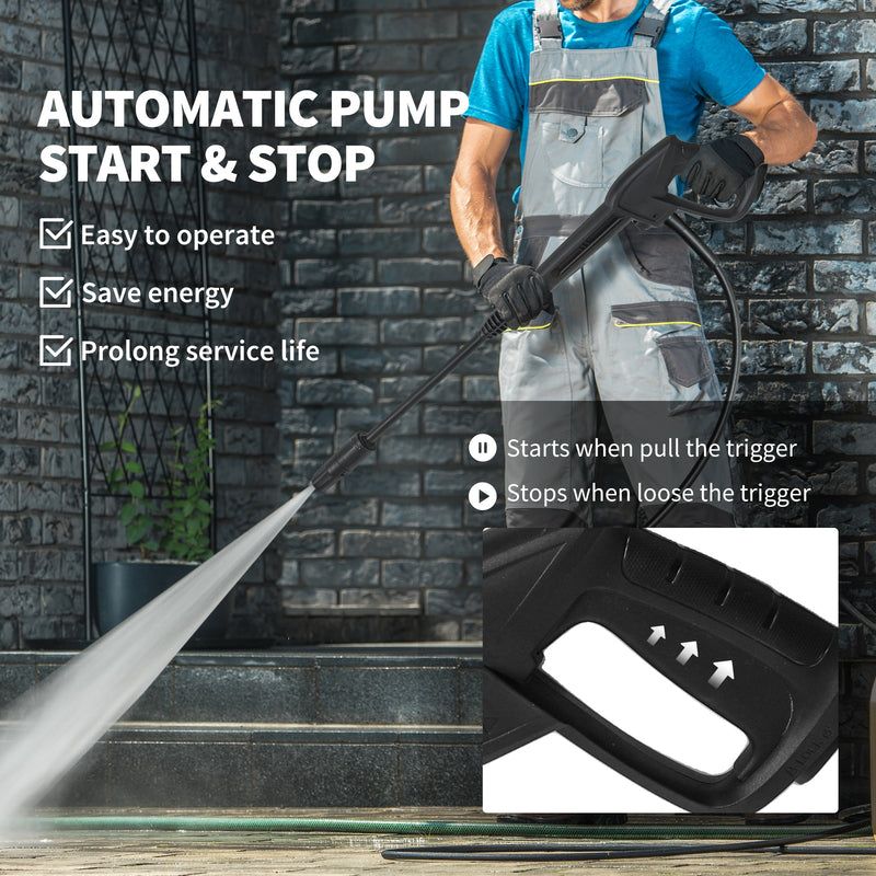 Pressure Washer for Patios Cars and Garden Furniture with Adjustable Nozzle Blue Black AOSOM