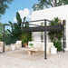 Black 4m x 3m Metal Pergola with Retractable Canopy Roof by Outsunny