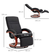 Manual Reclining Swivel Chair With Footrest for Home or Office Comfort Black