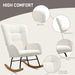 Cream White Teddy Fleece Wingback Rocking Chair with Wooden Base by HOMCOM