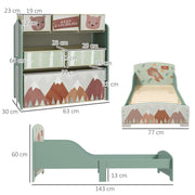 Toddler Bed Frame with Storage Shelf and 6 Fabric Bins for Kids Aged 3 to 6 Years Green AOSOM