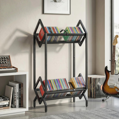 CD Storage Rack for 50 Discs with Sturdy Metal Frame and Space Saving Design Black AOSOM