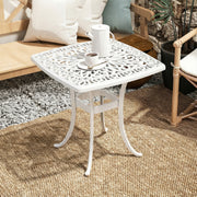 Outdoor Coffee Table with Parasol Hole for Garden or Patio Use Cast Aluminium White Outsunny