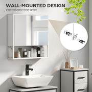 Wall Mounted Bathroom Mirror Cabinet With Soft Close Doors And Adjustable Shelf, White