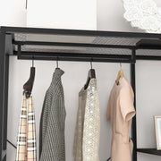 Freestanding Clothes Storage Rack With Shelves For Bedroom Or Hallway Black