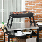 Portable Black Charcoal BBQ Grill with Folding Legs for Outdoor Cooking by Outsunny