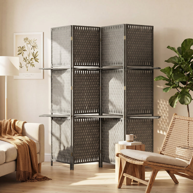 Room Divider with Shelves for Privacy and Storage in Small Spaces Grey