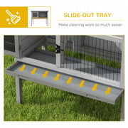 Wooden Guinea Pig Hutch with Slide Out Tray and Open Roof for Easy Cleaning Grey