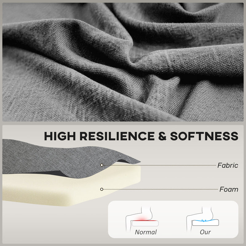 Loveseat Sofa for Small Spaces with Deep Cushions and Wooden Legs Grey AOSOM