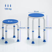 360 Degree Swivel Shower Chair with Adjustable Height and Non Slip Feet for Elderly Blue