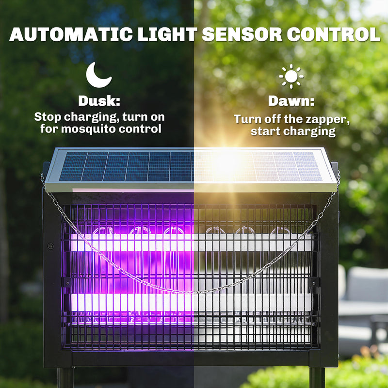 Solar Bug Zapper for Automatic Mosquito Control in Large Gardens or Patios Black Outsunny