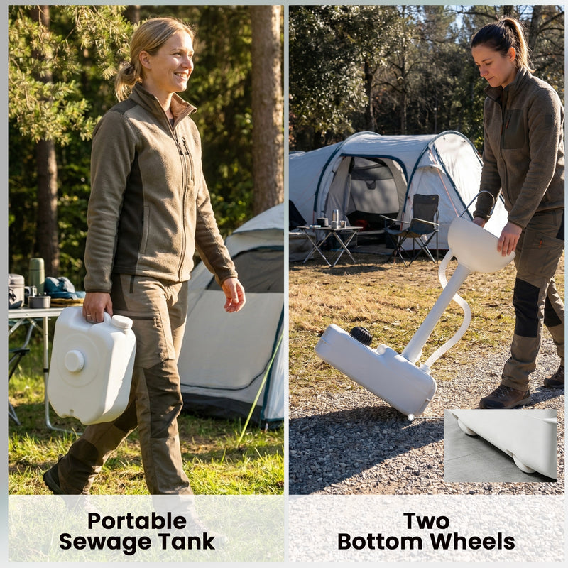 Outsunny Portable Camping Sink with Running Water and Wastewater Tank, Hand Wash Basin with Rolling Wheels, Foot Pump, Soap Dispenser for Outdoor Events, Gatherings, Picnic