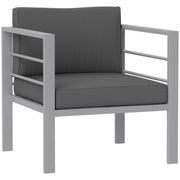 Charcoal Grey Aluminium Outdoor Armchair With Cushions for Garden and Balcony by Outsunny
