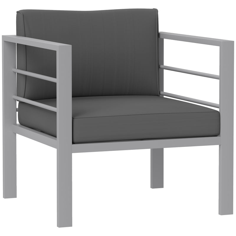Charcoal Grey Aluminium Outdoor Armchair With Cushions for Garden and Balcony by Outsunny