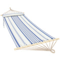 Garden Hammock with Headrest and Side Pocket for Outdoor Relaxation Blue and White Outsunny