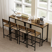 Bar Table Dining Set For Small Spaces - 3 Piece Set with 2 Stools - Industrial Style - Black & Brown Homcom