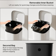 30L Pedal Bin with Soft Close Stay Open Lid and Removable Inner Bucket for Kitchen Cream