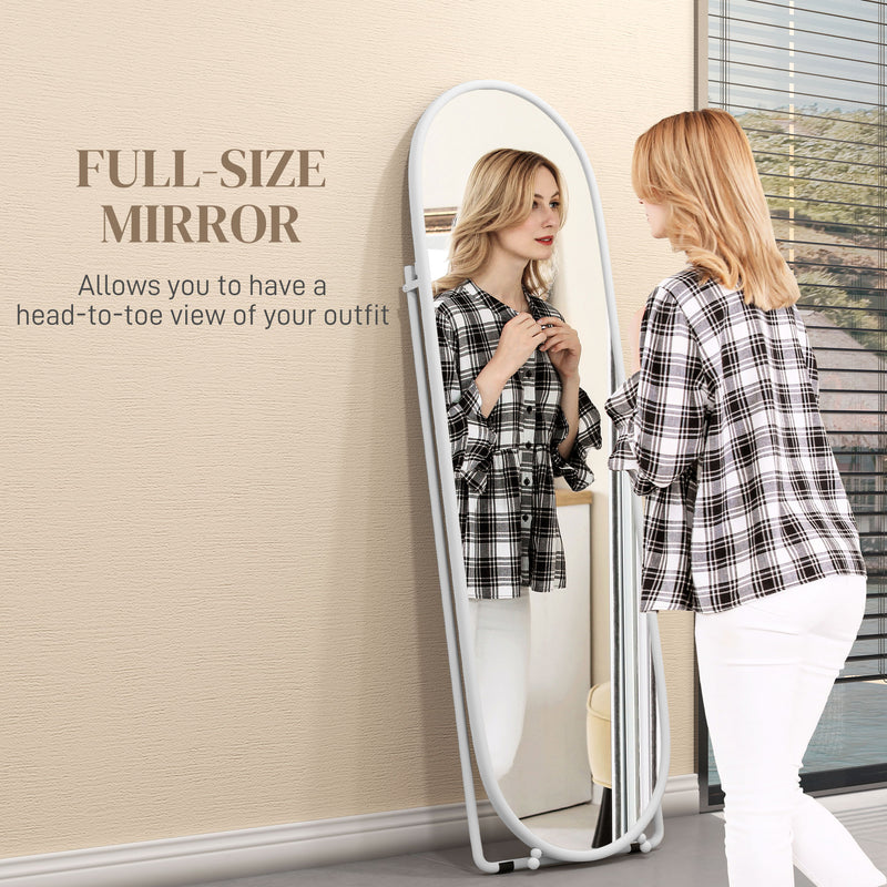 Full Length Two Way Curved Mirror for Bedroom or Dressing Room Freestanding, White