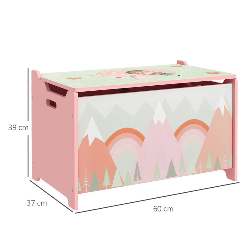 Kids Storage Chest With Safety Hinge Ideal for Toys and Books Organisation,Pink