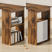 120cm Wooden Computer Desk with 6 Tier Shelves for Home Office or Study, Rustic Brown