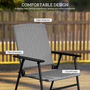 Set of Two Grey Folding Rattan Garden Chairs Lightweight and Durable by Outsunny
