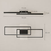 Modern Dimmable LED Ceiling Light With Remote And Wall Control For Lounge Or Bedroom Black AOSOM