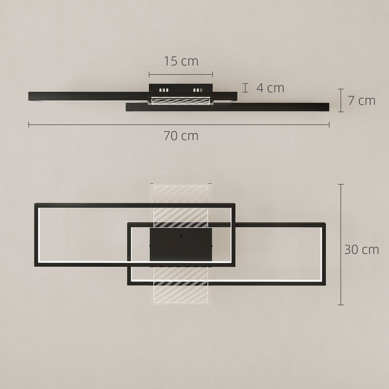 Modern Dimmable LED Ceiling Light With Remote And Wall Control For Lounge Or Bedroom Black AOSOM