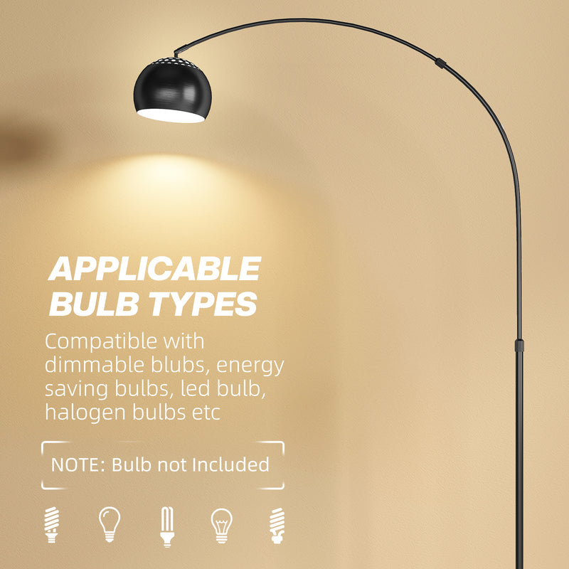 Arched Floor Lamp with Adjustable Head for Reading or Relaxing Black AOSOM