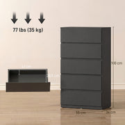 Chest of Drawers with 5 Spacious Storage Drawers for Bedroom Organisation Black AOSOM