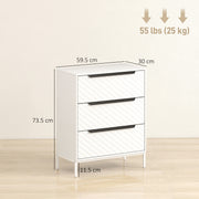 3 Drawer Fabric Dresser with Aluminium Handles Ideal for Bedroom Storage White