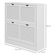 White Narrow Shoe Cabinet with 2 Flip Drawers and Adjustable Shelves for 16 Pairs by HOMCOM