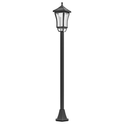 Solar Garden Lamp Post Light with LED Cool White Glow for Pathway or Patio Use Black