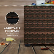 Brown Rattan Side Table with Glass Top 62 x 62cm for Garden or Patio by Outsunny